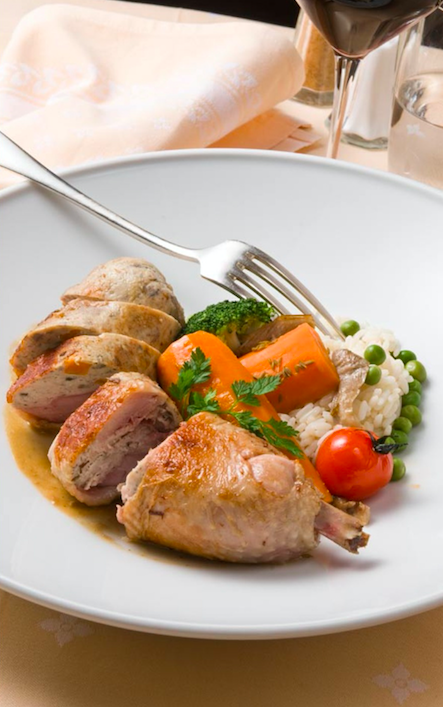Suprêmes farcis, carottes au cumin