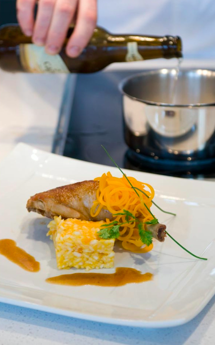 Cuisses de poulet à la bière, risotto vieille mimolette